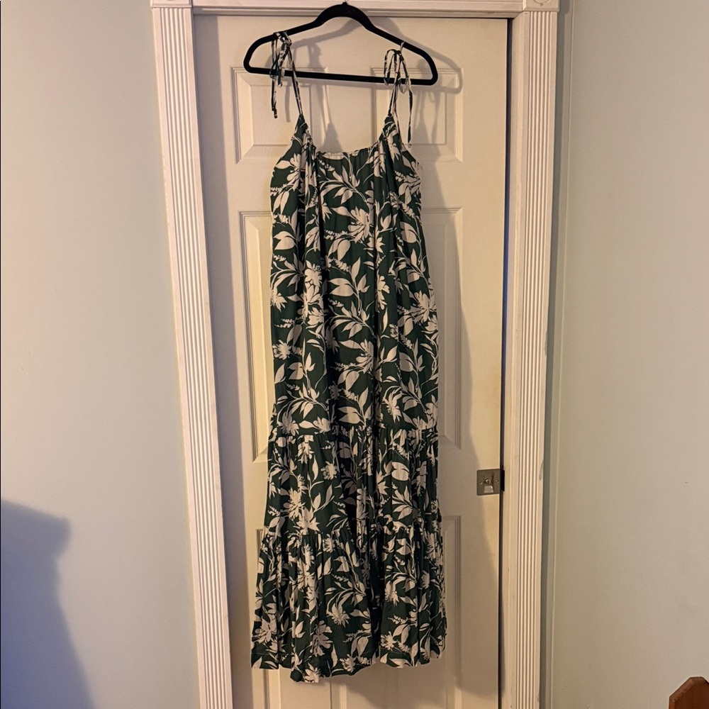 Abercrombie & Fitch Forest Green and Cream Floral Maxi Dress